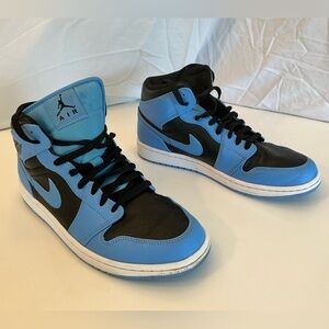 Jordan Men's Sky Blue and Black High-Top Sneakers